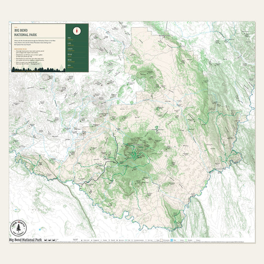 Big Bend National Park cloth map, Overview sheet, 30 x 27 in