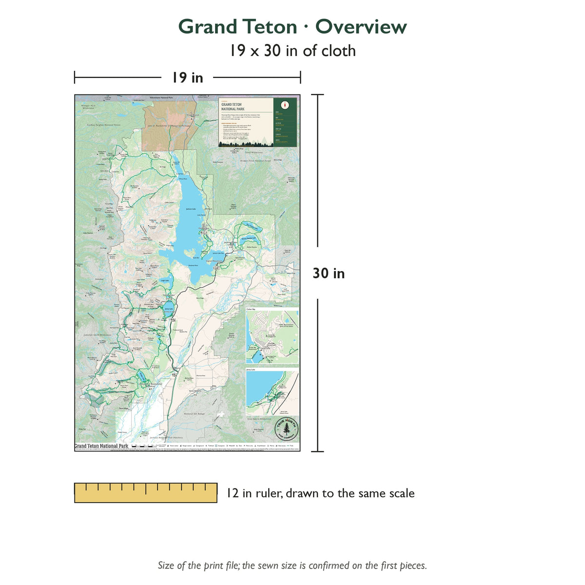 Overview sheet is 19 x 30 in; shown beside a 12 inch ruler