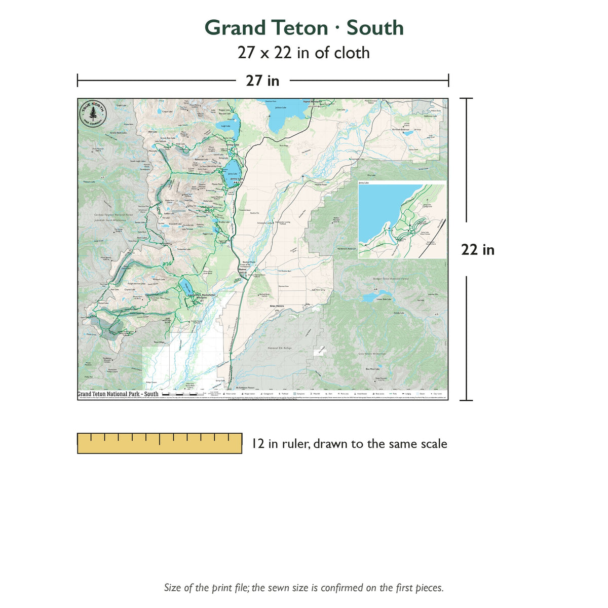 South sheet is 27 x 22 in; shown beside a 12 inch ruler