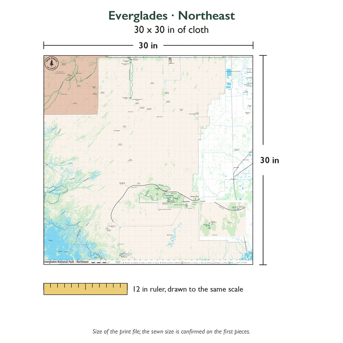 Northeast sheet is 30 x 30 in; shown beside a 12 inch ruler