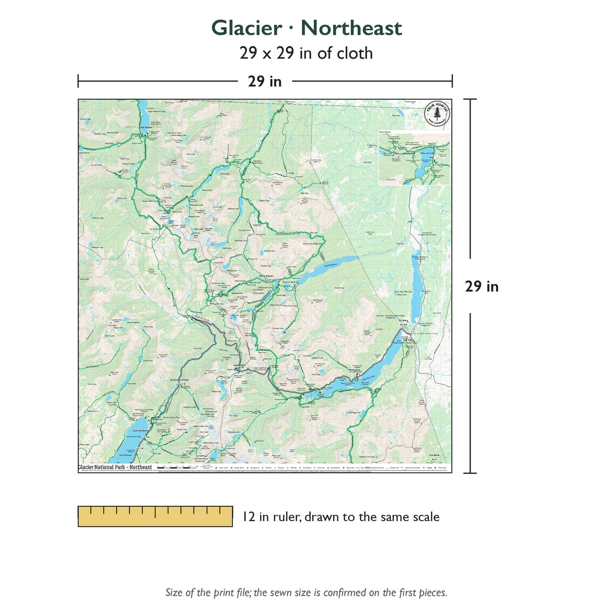 Northeast sheet is 29 x 29 in; shown beside a 12 inch ruler
