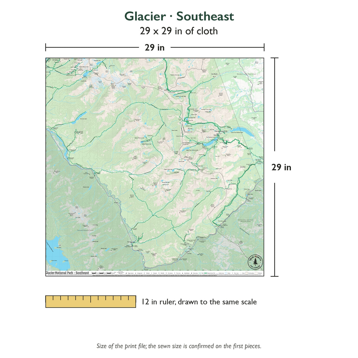 Southeast sheet is 29 x 29 in; shown beside a 12 inch ruler