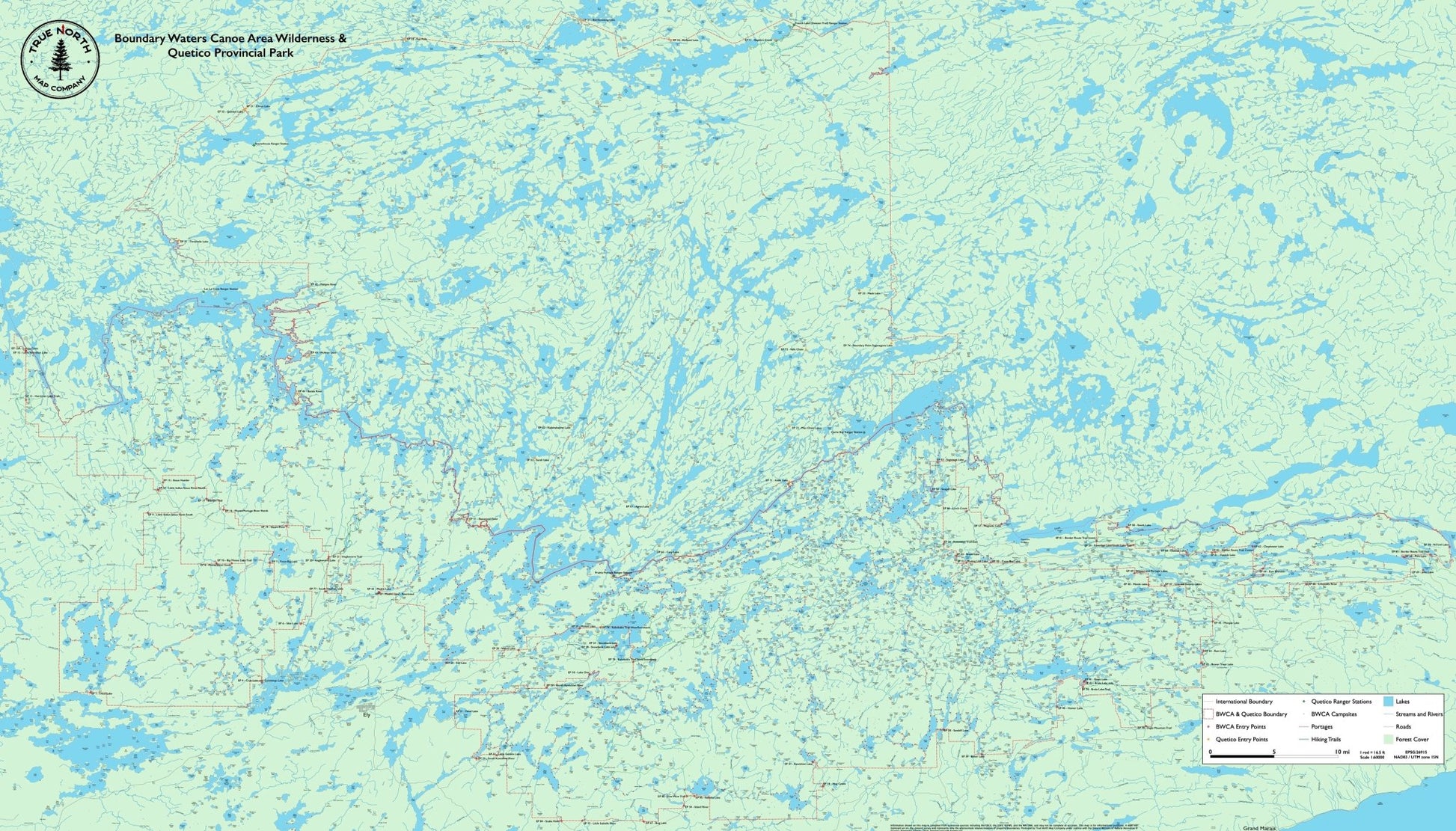 BWCA & Quetico Cloth Wall Map - True North Map Co