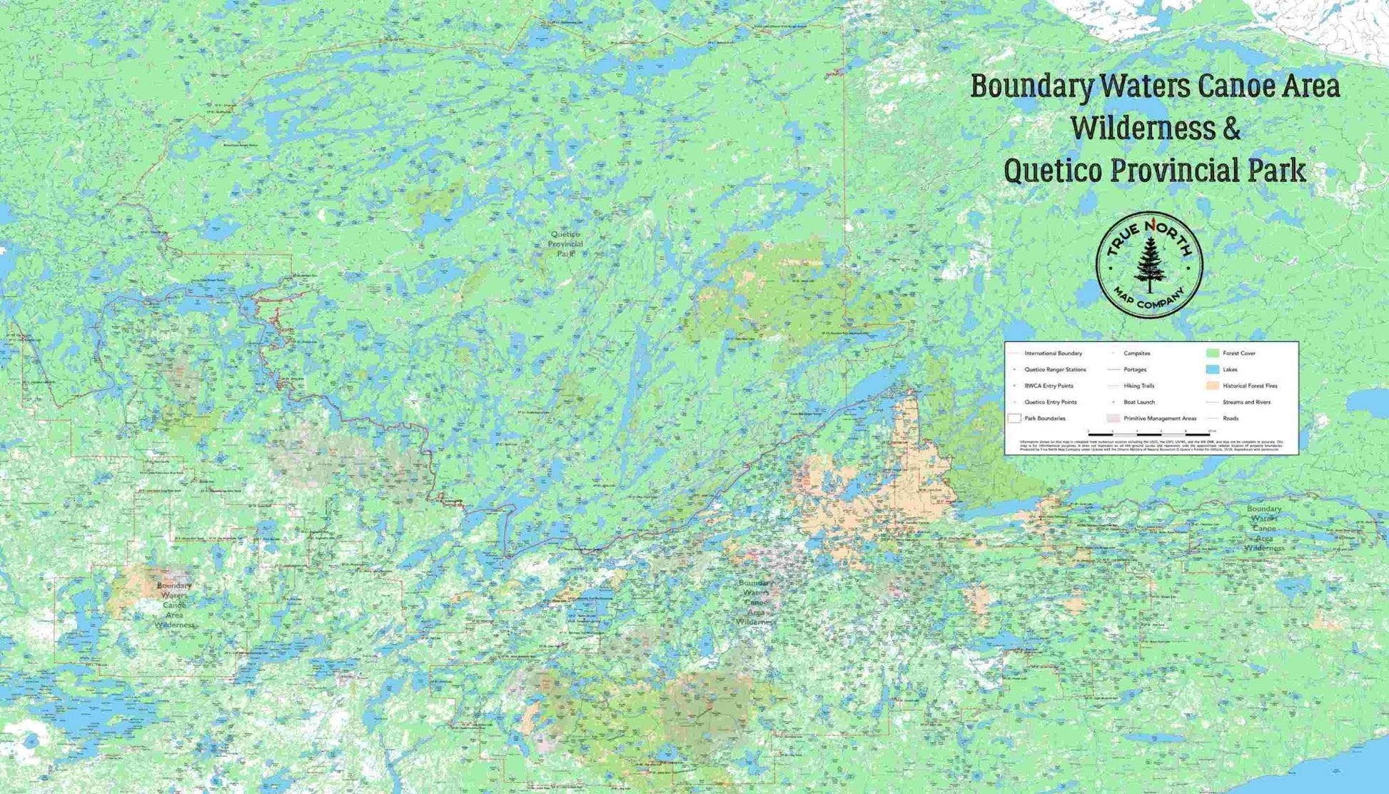 BWCA & Quetico Wall Map - True North Map Co