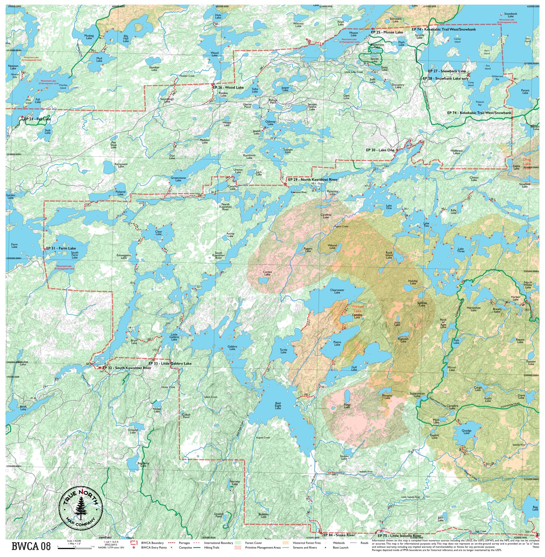 Complete BWCA Map Set (1 - 17) - True North Map Co